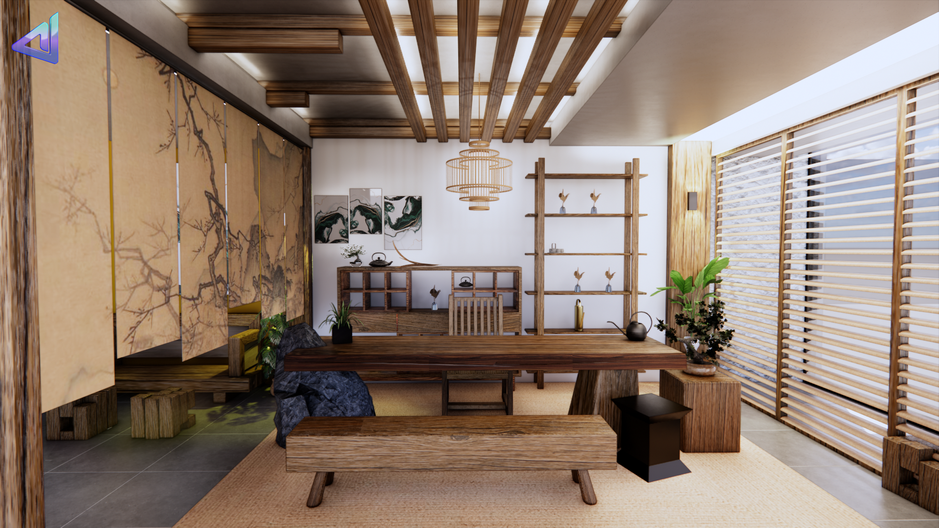 Thiết Kế 3D Mô Phỏng Kiến Trúc Phòng Trà