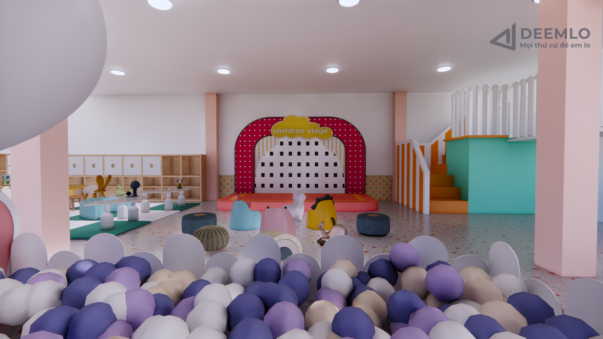 Thiết Kế 3D Trường Mầm Non & Khu Vui Chơi Trẻ Em
