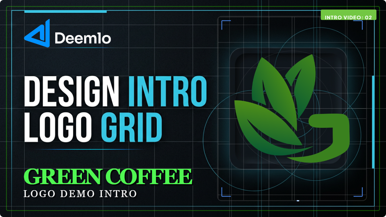 Intro Logo Green Coffee – Design Logo Grid Animation